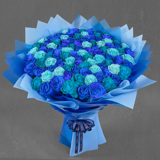 69 Blue Roses Floor Bouquet