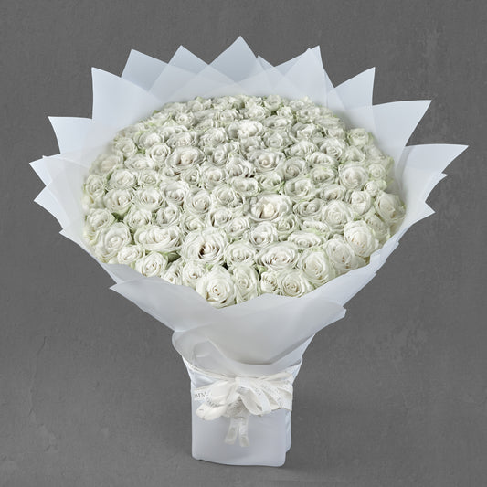 101 White Roses Floor Bouquet