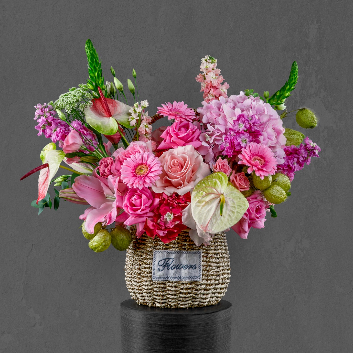 Feminine Floral Basket Arrangement