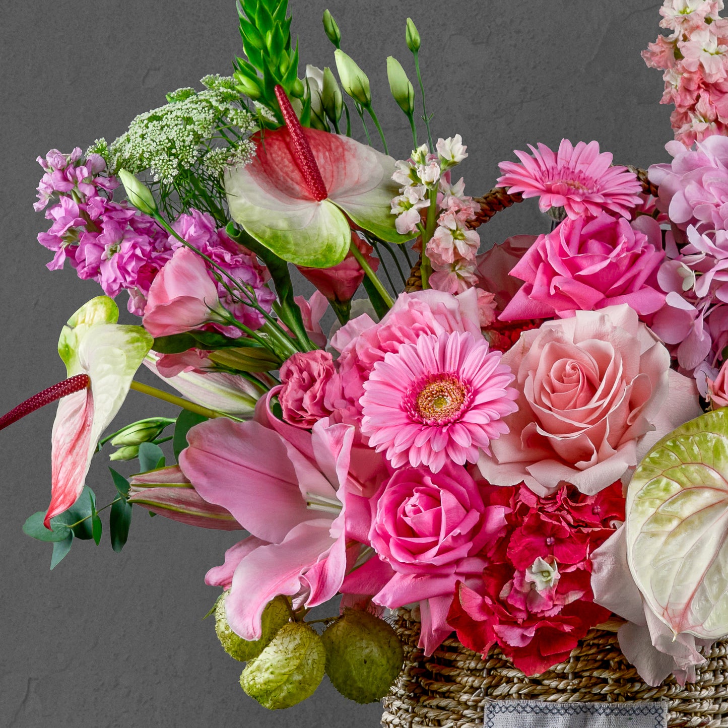 Feminine Floral Basket Arrangement