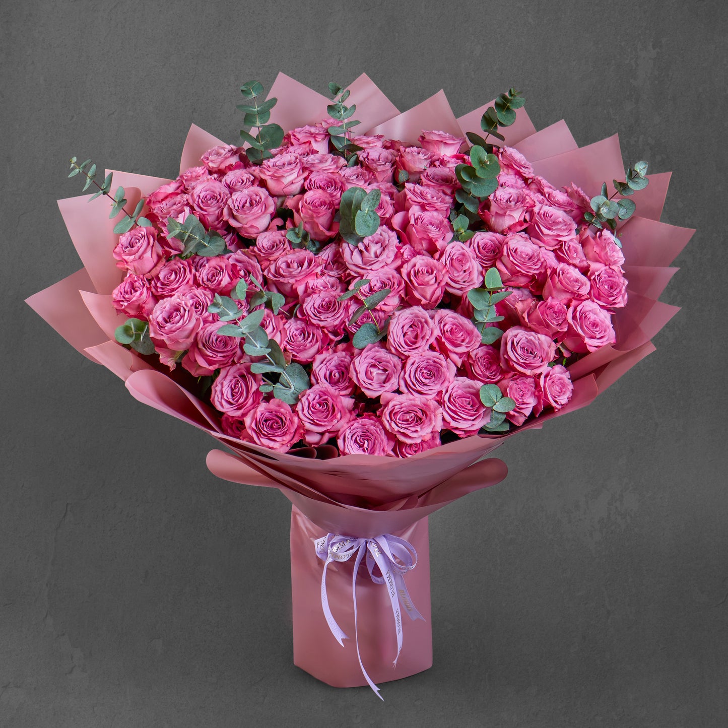 101 Pink Roses with Eucalyptus Floor Bouquet